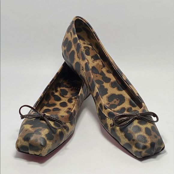 Christian Louboutin Mamadrague Square-Toe Leopard-Print Leather Flats size 37.5 - Picture 8 of 11